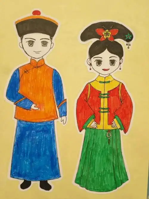 亲子绘画满族八大碗,是满族特有菜种.