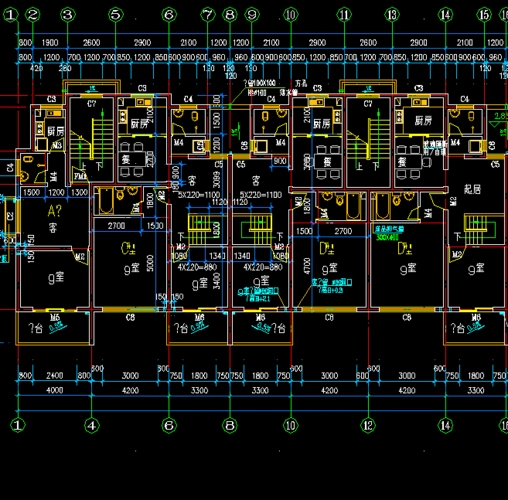 某板式住宅楼户型平面图