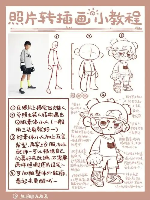 照片转插画小教程儿童插画速写练习