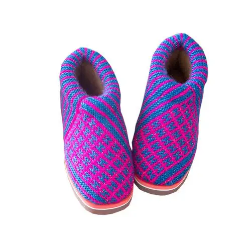 雅馨绣坊亮丝毛线织斜条纹蝴蝶棉鞋diy手工居家棉拖