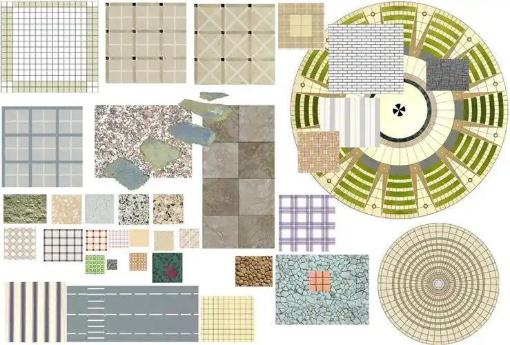 室外彩色平面图铺地psd素材后期处理素材