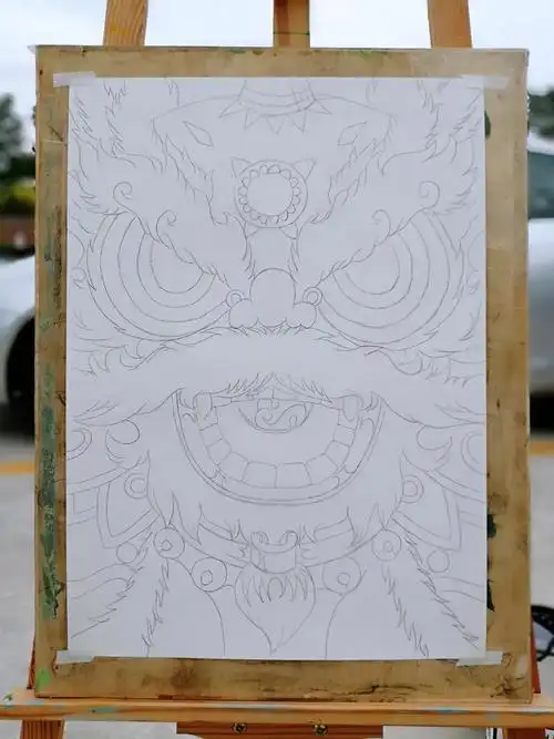 国潮 #醒狮 #马克笔手绘  - 抖音