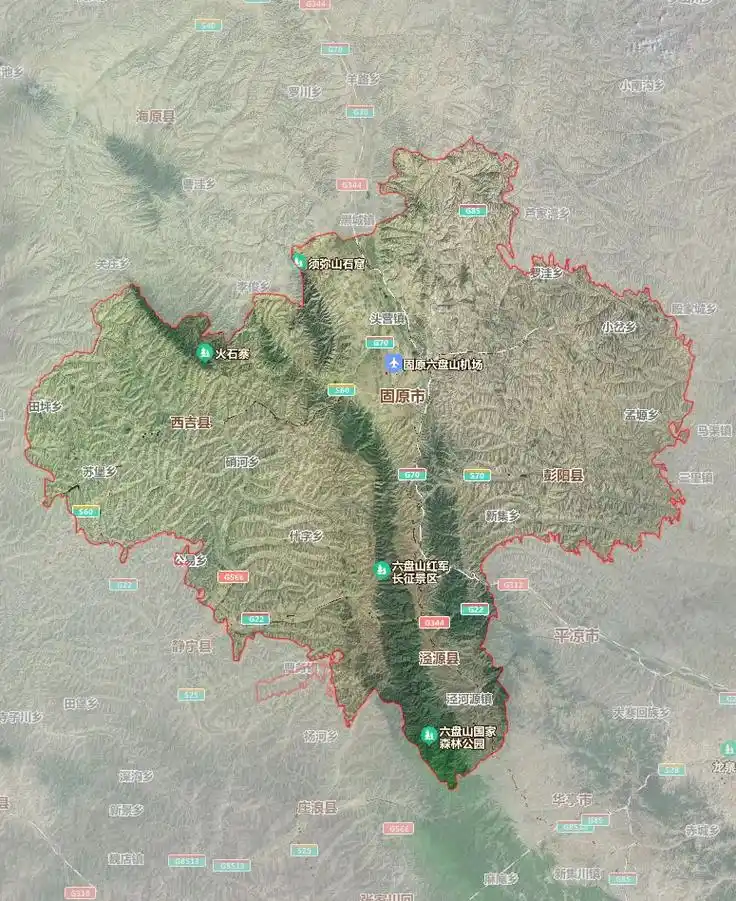 地理百科 区县市地图轮廓.固原市,简称"固",古称大原,高平 - 抖音