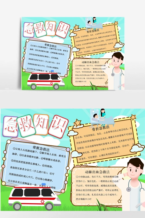急救小知识清新word小报