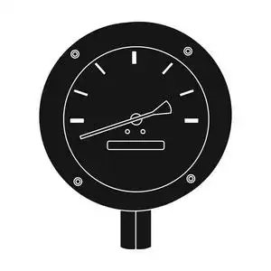 换油符号油表图标, 轮廓样式在白色背景上孤立的卡通风格油压力表图