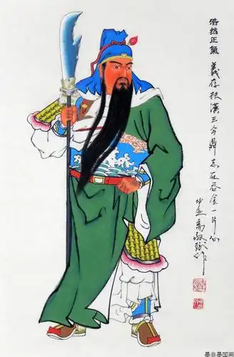 秦敬斌人物画作品手绘真迹中堂关羽关公画像 镇宅保平安风水挂画