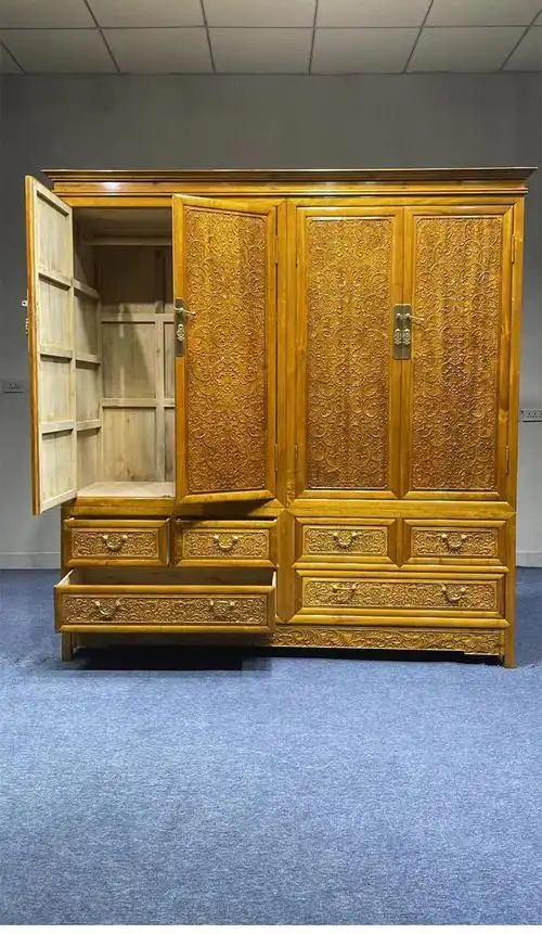 老式仿古衣柜 木衣柜小叶桢楠实木储物柜仿古顶箱柜卯榫家具衣橱轻奢