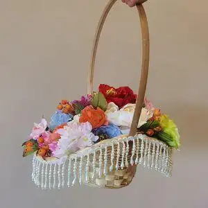 汉服摄影道具花篮新古典舞蹈古风流苏手提竹编篮广场舞花篮子