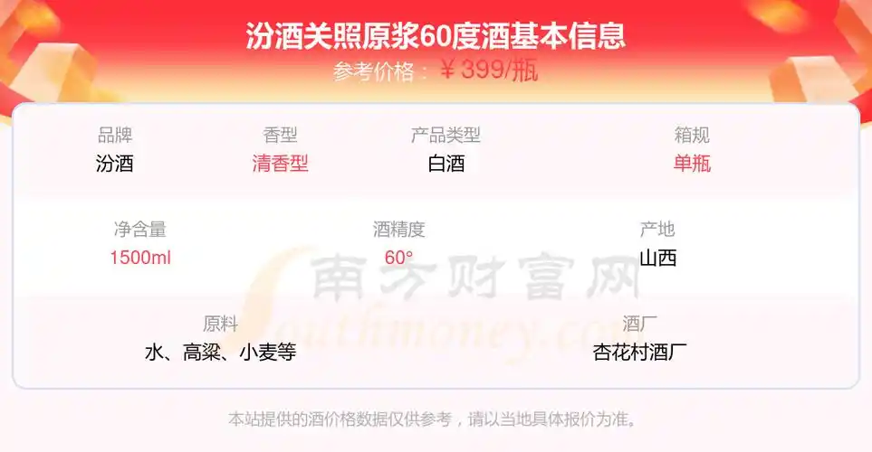 汾酒关照原浆60度酒多少一瓶2024参考价