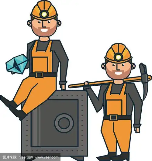 采矿与工人卡通