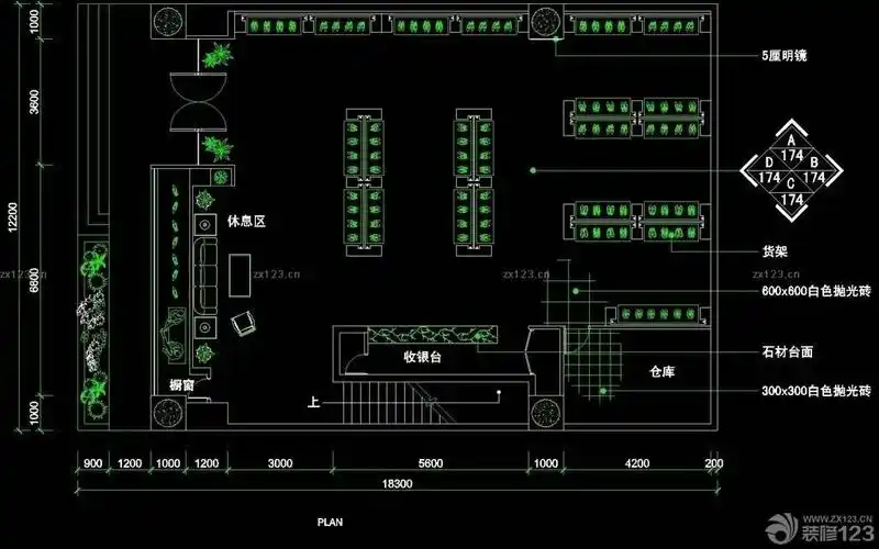 店铺收银台设计平面图