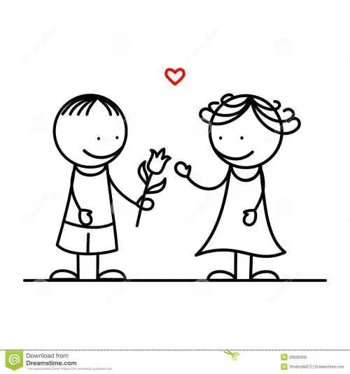 简笔画男孩女孩见面