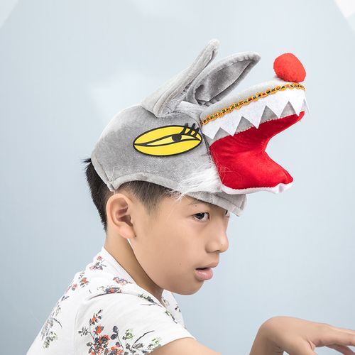大灰狼头套 童表演出卡通头饰立体大灰狼动物帽子面具头套头盔 儿童款