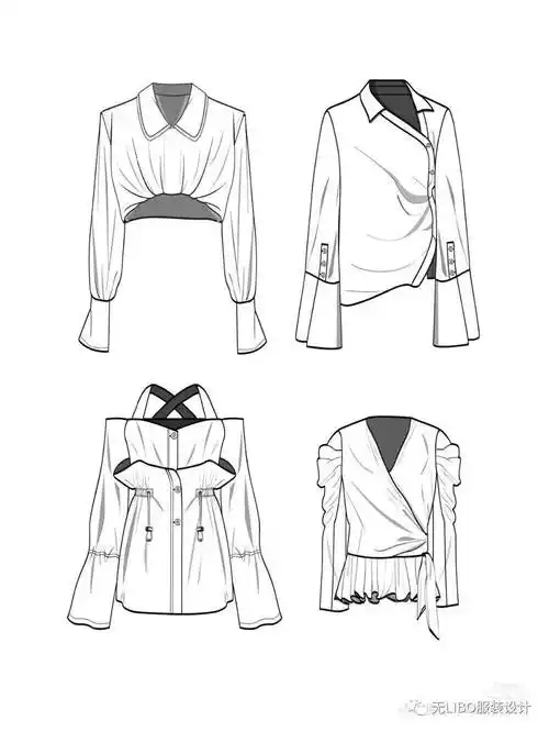 180款衬衫款式图大全服装平面款式图线稿