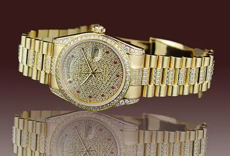 闪亮夺目,熠熠生辉,劳力士满天星镶嵌的钻石颗颗都是精品,喜欢劳力士