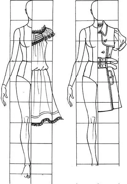 人体结构人物线稿 服装设计手绘图 服装设计效果图 黑白线稿