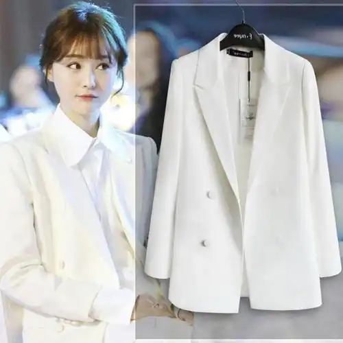 郑爽明星同款外套2018早春新款上衣韩版百搭修身西服白色小西装女