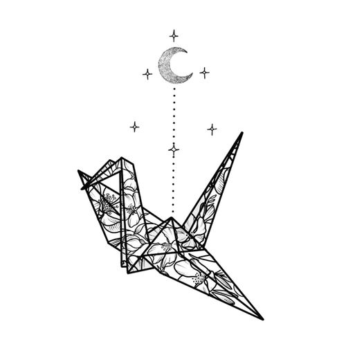 喵小姐千纸鹤纹身贴防水持久韩国小清新 月亮星星线条文艺纹身贴