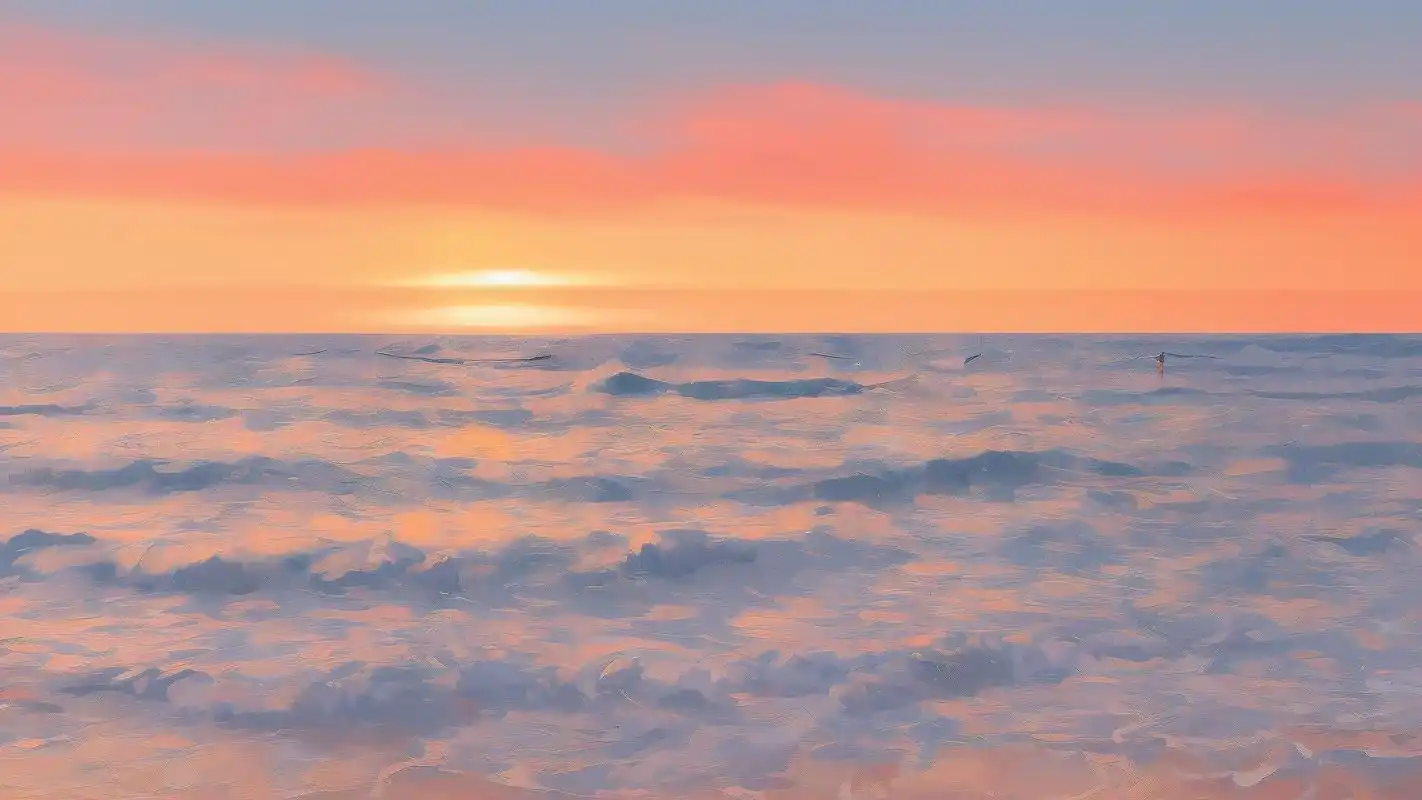 黄昏下的绝美风景壁纸 黄昏时分,天空被染成一片金黄,太阳缓缓落下,留