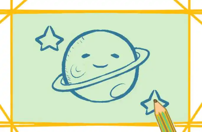 宇宙中的行星上色简笔画图片教程