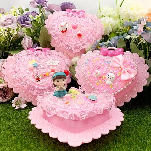 儿童手工diy制作爱心首饰盒材料包创意女孩公主装饰品粘贴收纳盒