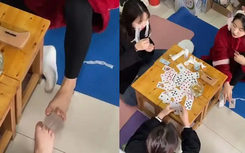 重庆三同学宿舍打牌放松,不料两同学事先串通用脚换牌:牌怎么有味