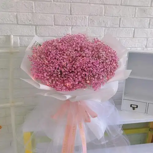 粉色满天星花束