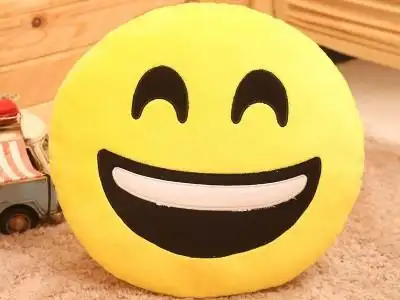 开心微笑哈哈大笑32厘米qq微信表情抱枕带拉锁可拆洗水晶超柔绣花