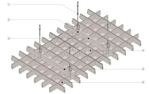 铝格栅天花安装示意图