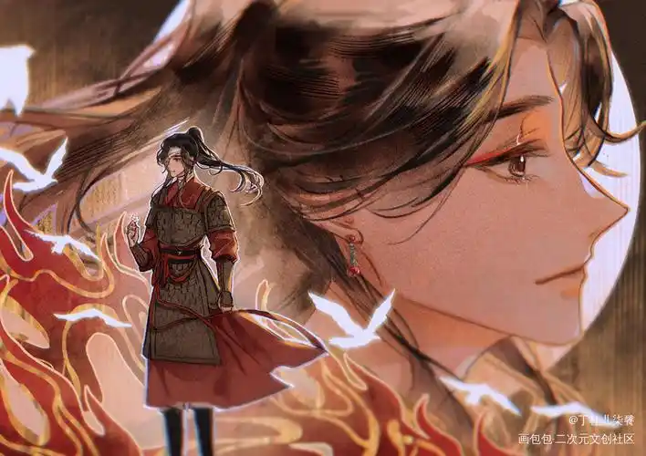 为你战死,是我至高无上的荣耀_天官赐福花怜古风墨香铜臭绘画作品