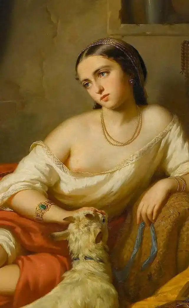 西方绘画艺术:少女和羊.#美术鉴赏 #古典油画 #每日一画  - 抖音