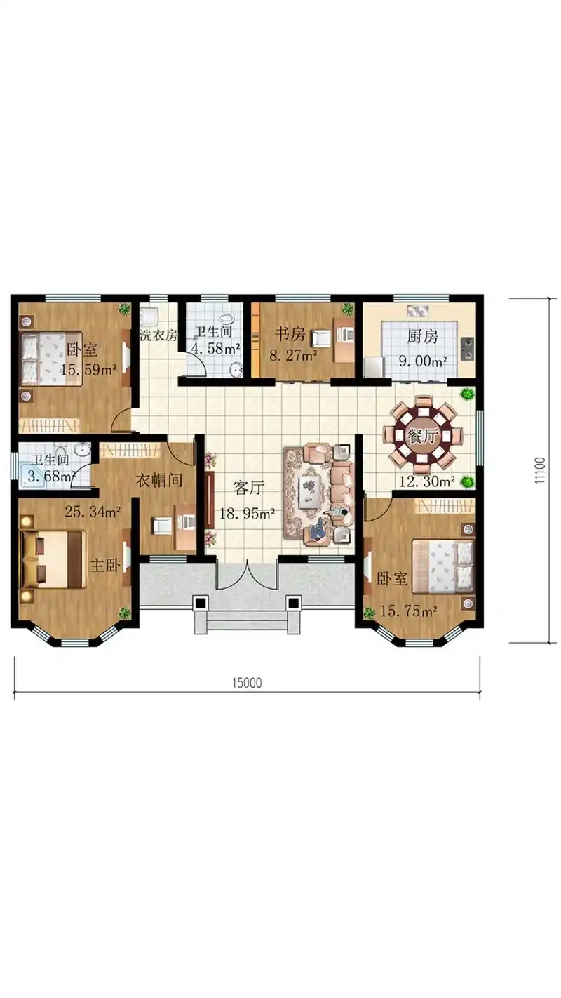 农村自建房单层通用五款款户型(一).农村自建房单层通用五款款 - 抖音