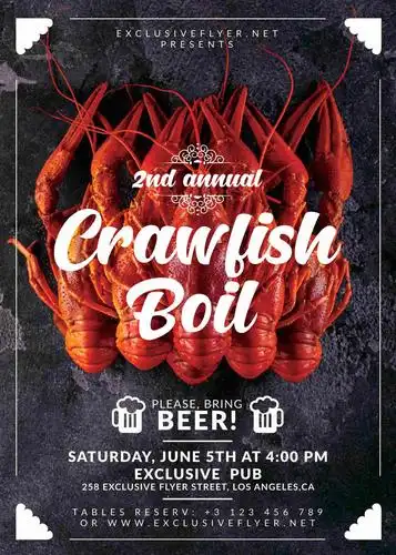 8款龙虾美食龙虾节欧式促销psd海报模板