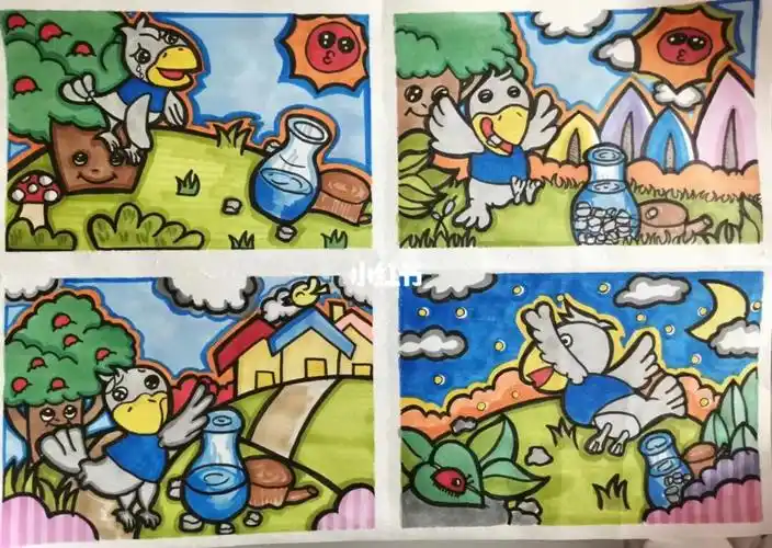 乌鸦喝水连环画儿童画