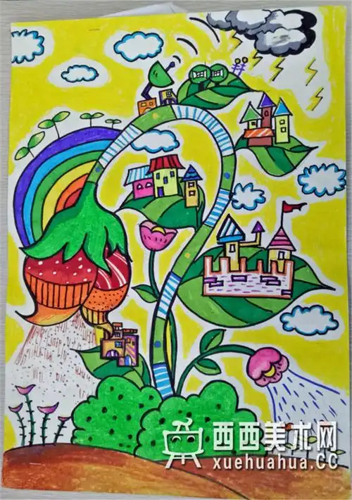 三等奖获奖科幻画《花之城堡》赏析