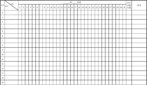 工程工地工人考勤表