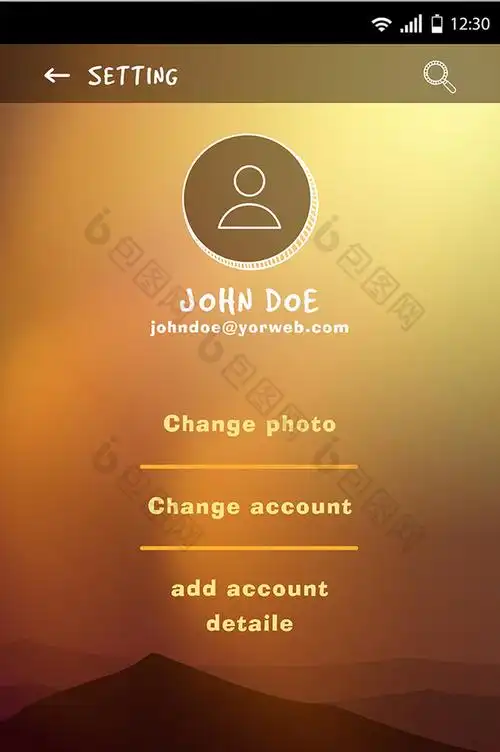 风景背景注册登录移动界面ui矢量素材