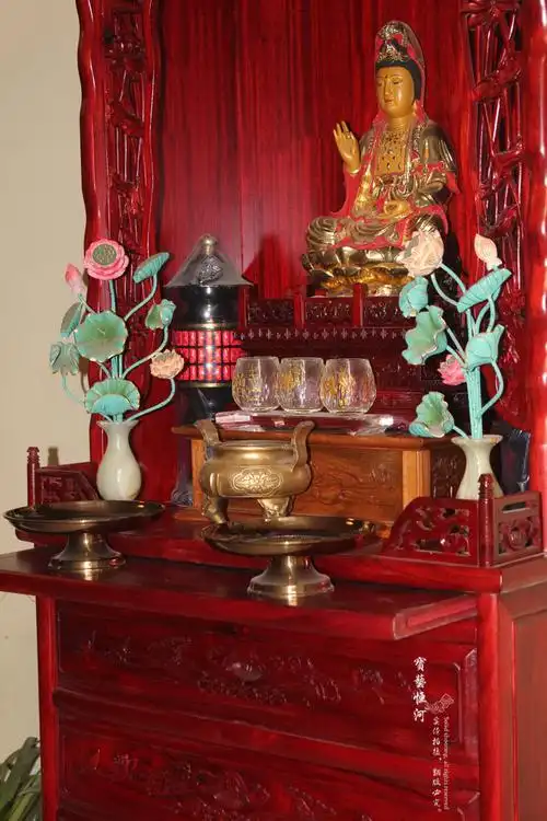 27寸风水花荷花佛龛立柜北京佛龛厂家定做佛龛家庭佛堂佛龛