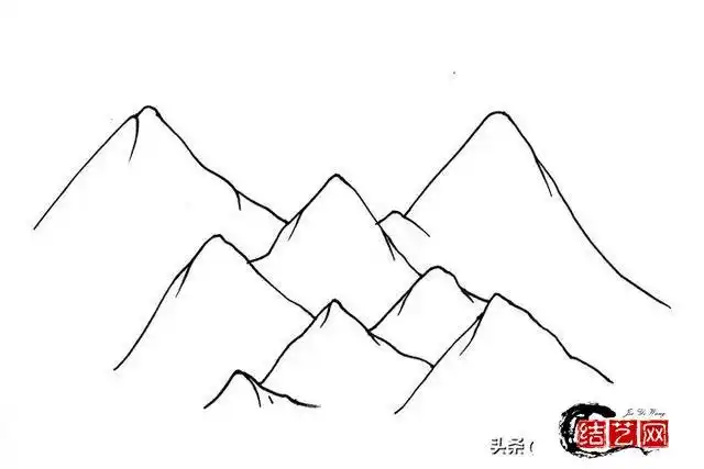 喜马拉雅山简笔画彩色画法教程,学习儿童幼儿园涂色山峰怎么画