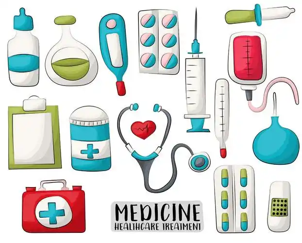 医生护士医疗器械矢量插图