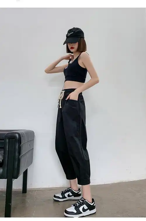 萝卜裤子女夏季薄款高腰宽松小个子灯笼裤七分工装休闲八分裤女裤