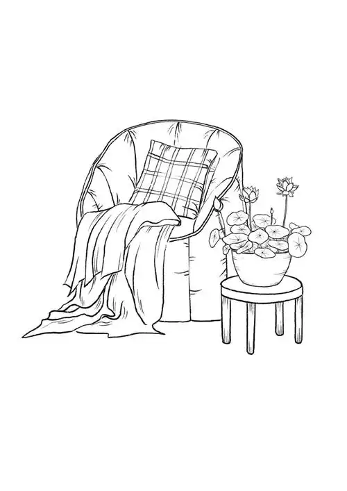 钢笔淡彩线稿单人沙发3
