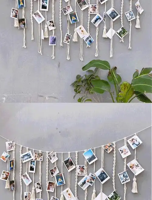 照片墙挂绳北欧ins风编织照片墙手工装饰挂毯背景墙网红照片大号挂绳