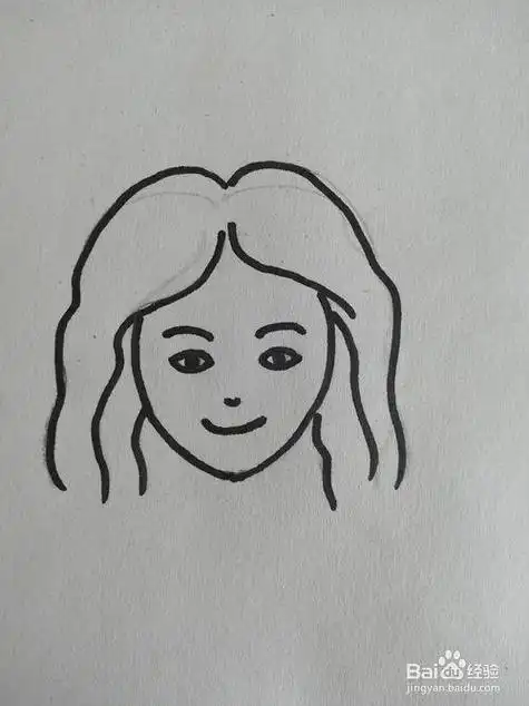 扎着长发妈妈简笔画