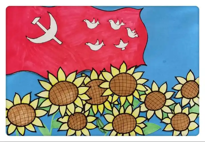 潢川县传承红色基因弘扬大别山精神儿童书画作品展开播了一