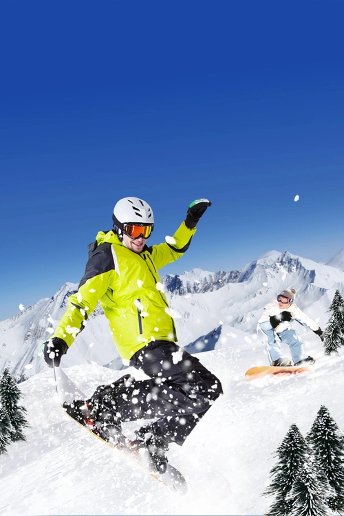 清新冬季滑雪运动