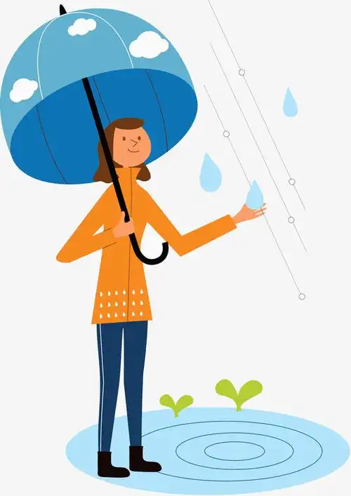 手绘卡通下雨天