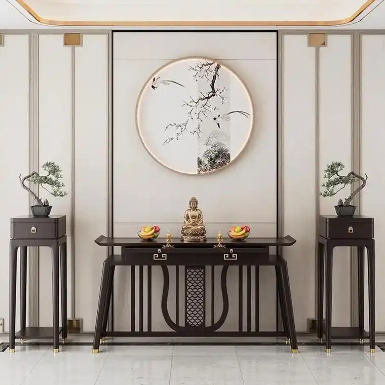 现代家用实木供桌佛桌新中式农村中堂供奉桌财神桌别墅乌金木佛台