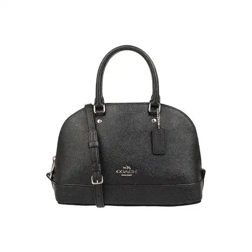 蔻驰coach手提包女贝壳包黑色皮质欧美时尚拉链单肩手提斜挎包小号f1