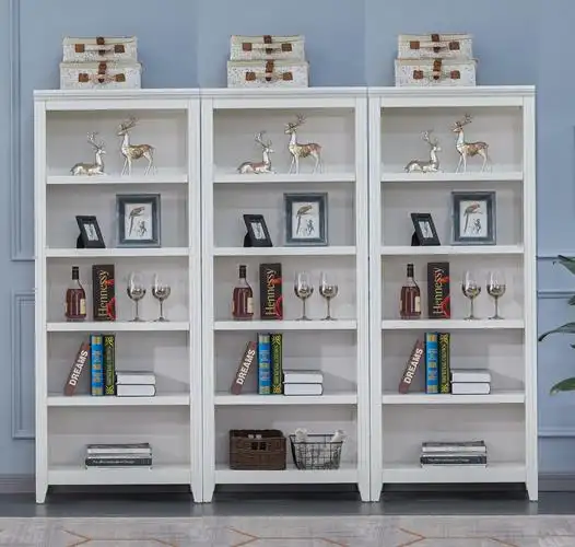 柜书架储物架多层置物柜多功能白色烤漆学生书柜展示柜 五层白色72cm